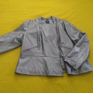 Gorgeous gunmetal faux leather jacket